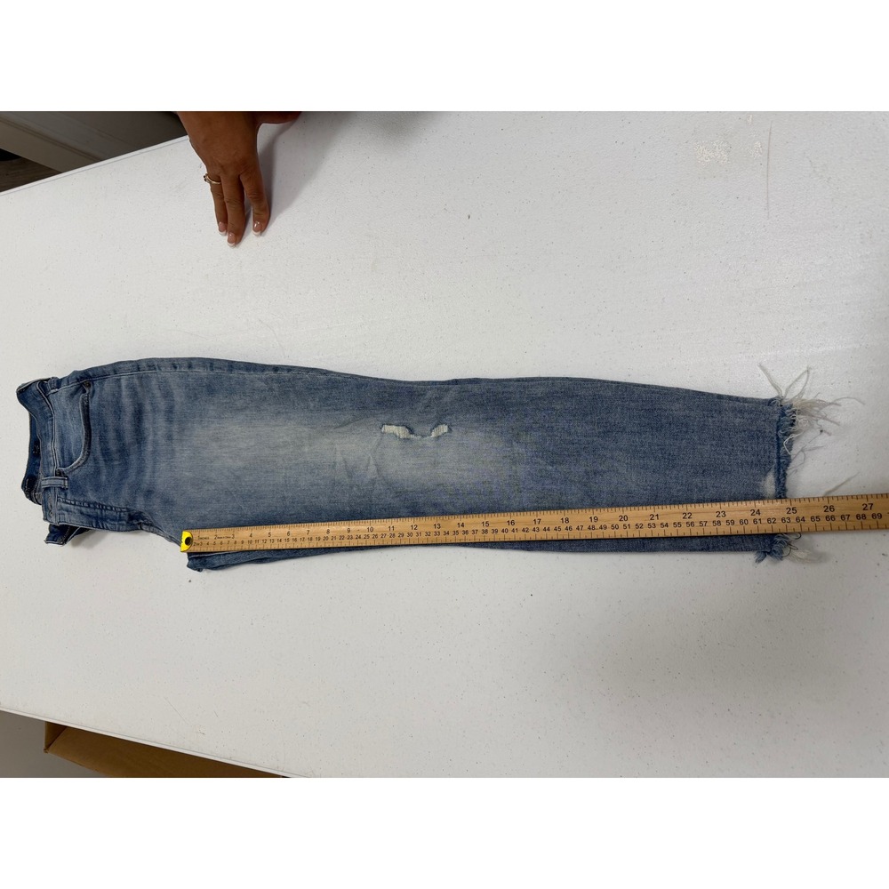 Lucky Brand High Rise Skinny Jeans Medium Wash Distressed Raw Hem Size 8/29 - Picture 7 of 8